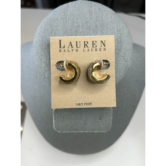 Lauren Ralph Lauren Gold Filled Demi Hoop Earrings - Picture 2 of 3